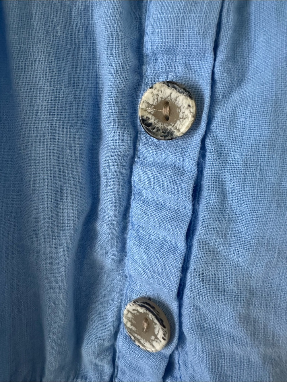 Zara 100% Linen Sky Blue Tiered Button Front Sleeveless Blouse - Picture 4 of 5